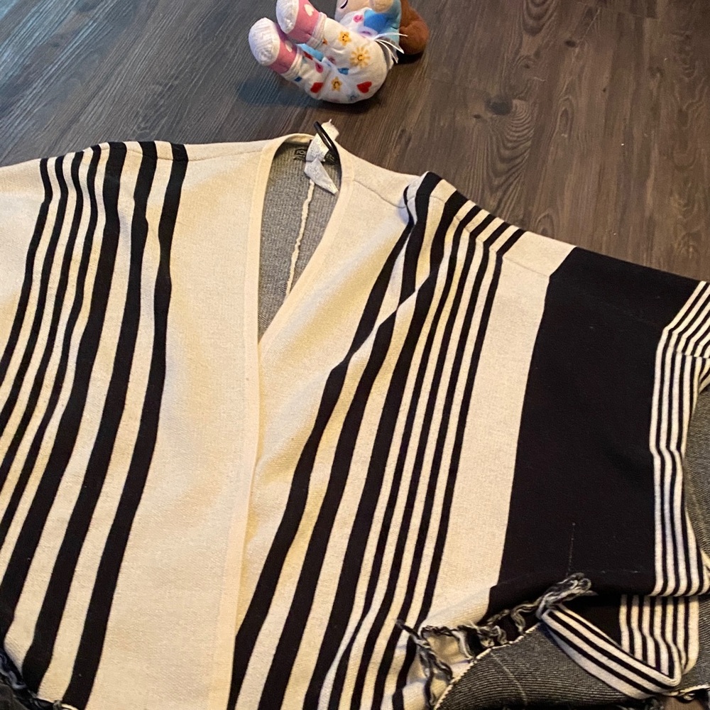 Forever 21 Black and Cream Striped Cape